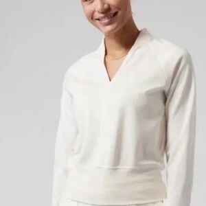 Athleta Eastbound mockneck fleece pullover in ivory